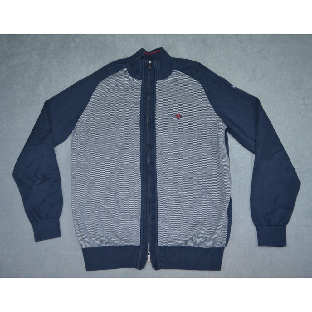 Sir Raymond Tailor Golf Club Mens Large Sweater Full Zip Blue Gray Mock Neck